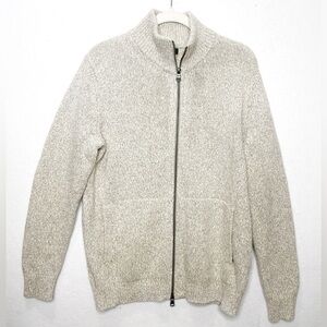 Banana Republic Cotton Wool Blend Marled Full Zip Sweater Pockets Double Zipper